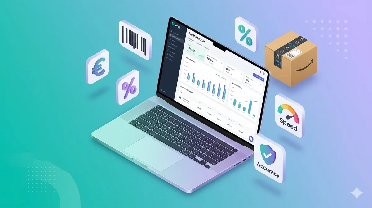 Wholesale list scanner dashboard showing FBA profit, fees and risk analysis per product