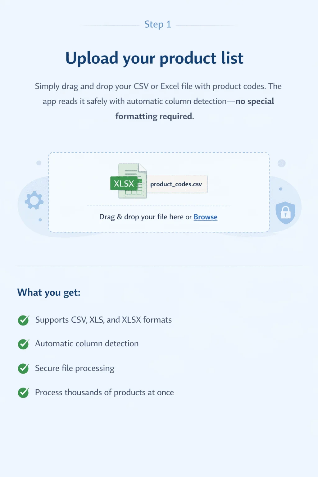 Step 1: Upload your product list